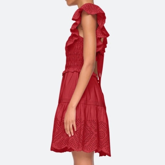Sea New York Vienne Eyelet Mini Dress NWT Small Red - Picture 3 of 9